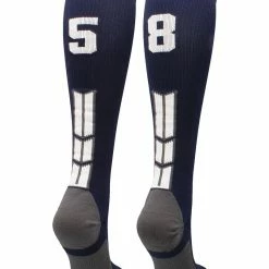 MadSportsStuff Navy Player ID Custom Number Over The Calf Socks For Softball Baseball Football Boys And Girls Softball Socks