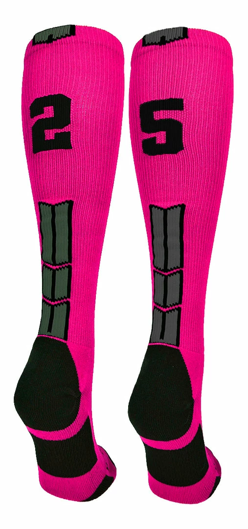Best Sale ๐ MadSportsStuff โพ Baseball ๐งฆ Socks Neon Pink And Black Player ID Custom Number Over The Calf ๐งฆ Socks For ๐ฅ Softball โพ Baseball Football Boys And ๐ง Girls โจ 82 MadSportsStuff Baseball Socks Neon Pink And Black Player ID Custom Number Over The Calf Socks For Softball Baseball Football Boys And Girls