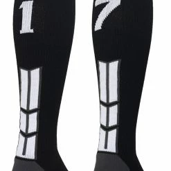 MadSportsStuff Black Player ID Custom Number Over The Calf Socks For Softball Baseball Football Boys And Girls