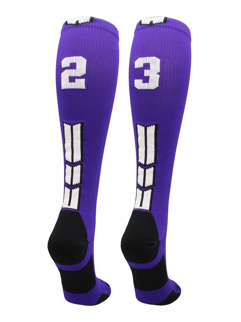 Discount ๐ MadSportsStuff Purple Player ID Custom Number Over The Calf ๐งฆ Socks For ๐ฅ Softball โพ Baseball Football Boys And ๐ง Girls ๐ฅ Softball ๐งฆ Socks ๐ 80 MadSportsStuff Purple Player ID Custom Number Over The Calf Socks For Softball Baseball Football Boys And Girls Softball Socks
