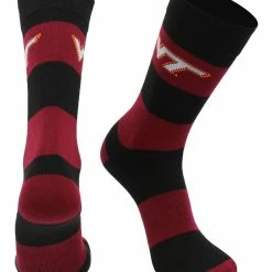 TCK All Schools Virginia Tech Hokies Socks Game Day Striped Crew Socks
