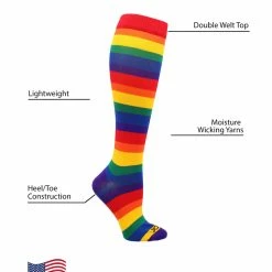 New โญ TCK Krazisox Rainbow Stripes Over The Calf ๐งฆ Socks ๐ 8 TCK Krazisox Rainbow Stripes Over The Calf Socks