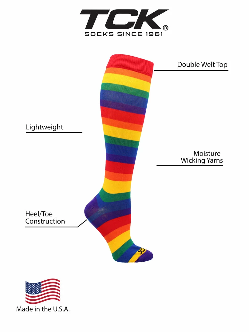New โญ TCK Krazisox Rainbow Stripes Over The Calf ๐งฆ Socks ๐ 3 TCK Krazisox Rainbow Stripes Over The Calf Socks