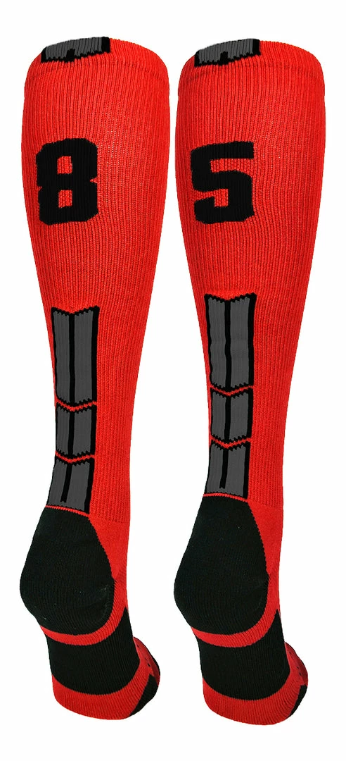 New ๐ MadSportsStuff Red And Black Player ID Custom Number Over The Calf ๐งฆ Socks For ๐ฅ Softball โพ Baseball Football Boys And ๐ง Girls โพ Baseball ๐งฆ Socks ๐ 45 MadSportsStuff Red And Black Player ID Custom Number Over The Calf Socks For Softball Baseball Football Boys And Girls Baseball Socks