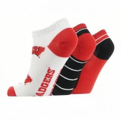 TCK Wisconsin Badgers No Show Socks Full Field 3 Pack All Schools