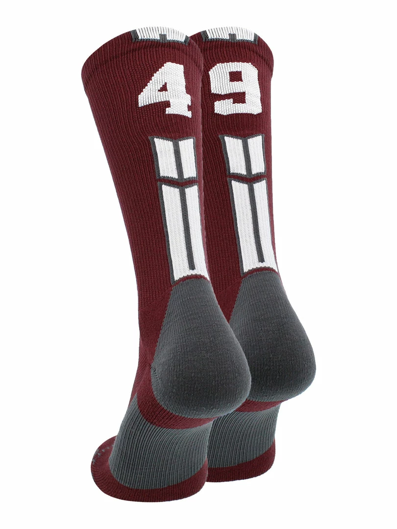 Best deal ๐คฉ MadSportsStuff Maroon Player ID Custom Number Crew ๐งฆ Socks For ๐ Basketball Lacrosse Volleyball Boys And ๐ง Girls ๐งจ 55 MadSportsStuff Maroon Player ID Custom Number Crew Socks For Basketball Lacrosse Volleyball Boys And Girls