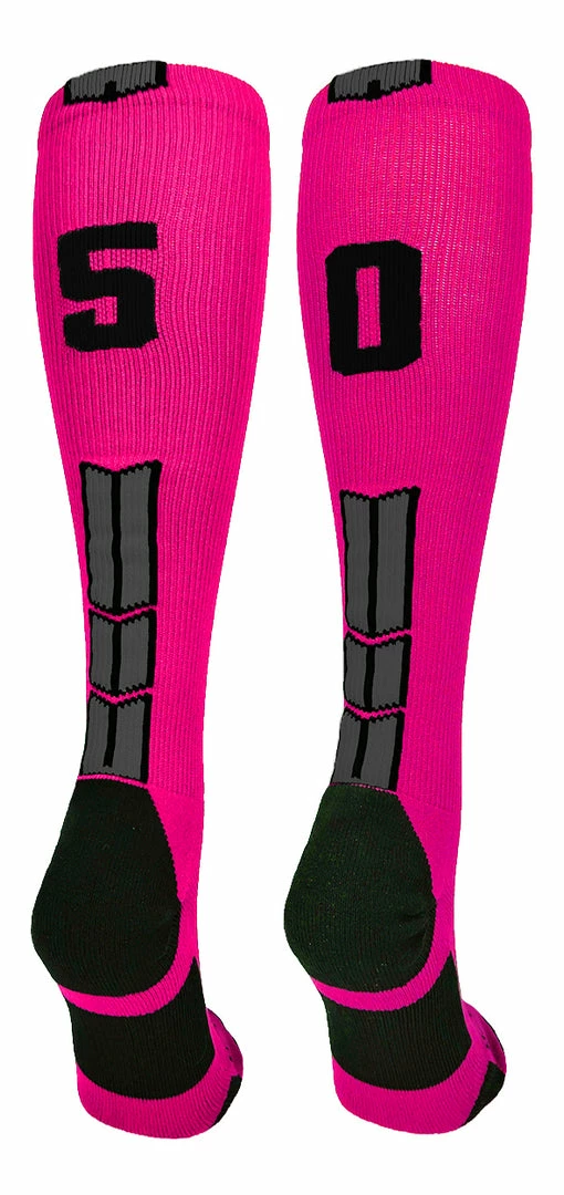 Discount ๐ฅ MadSportsStuff Neon Pink And Black Player ID Custom Number Over The Calf ๐งฆ Socks For ๐ฅ Softball โพ Baseball Football Boys And ๐ง Girls โพ Baseball ๐งฆ Socks ๐ 55 MadSportsStuff Neon Pink And Black Player ID Custom Number Over The Calf Socks For Softball Baseball Football Boys And Girls Baseball Socks