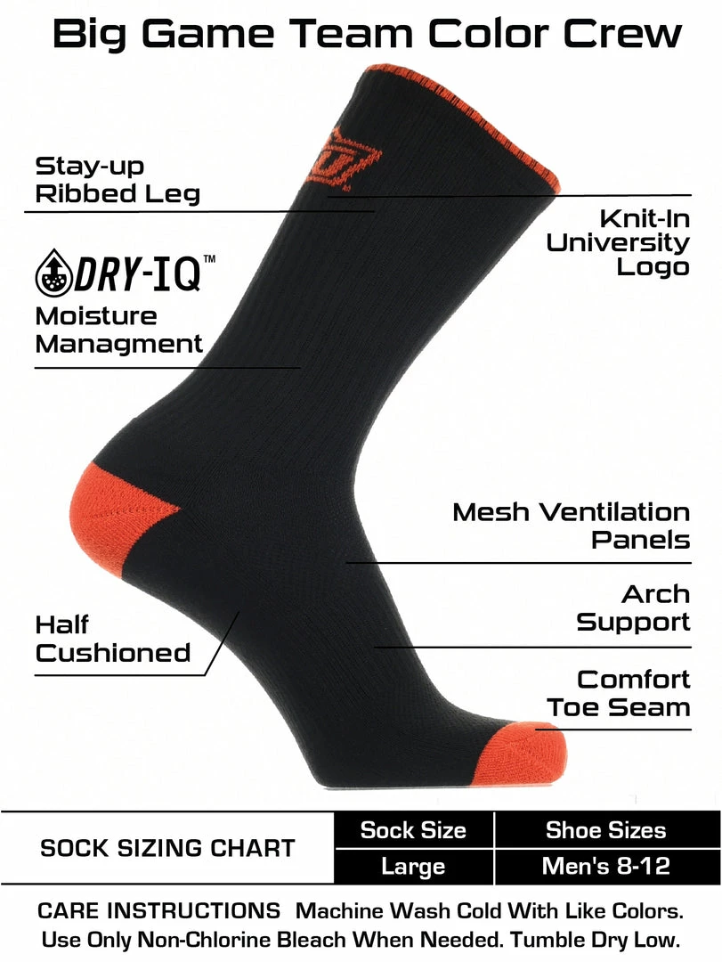 New ๐งจ TCK All Schools Oklahoma State Cowboys ๐งฆ Socks Campus Legend Crew Length ๐ 3 TCK All Schools Oklahoma State Cowboys Socks Campus Legend Crew Length